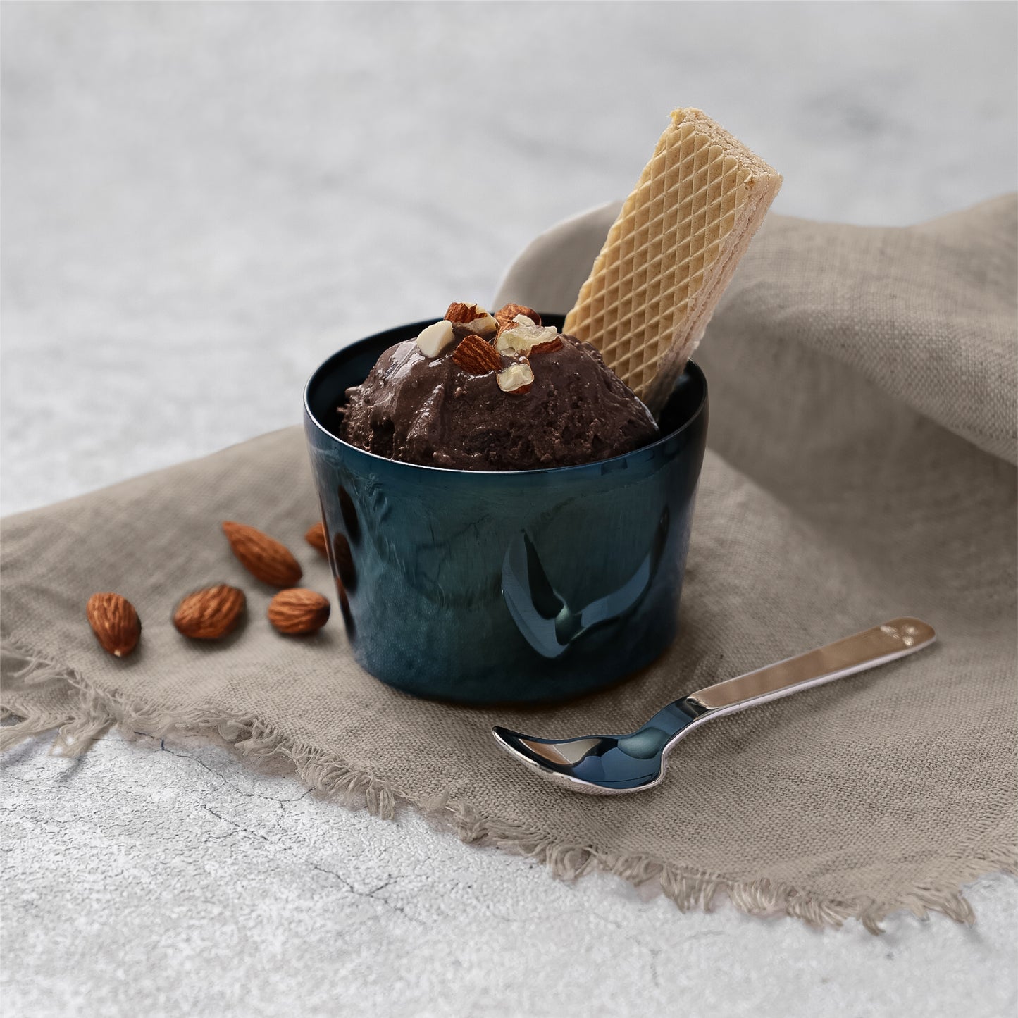 Happy Ice Cream Holder&Spoon Blue moon